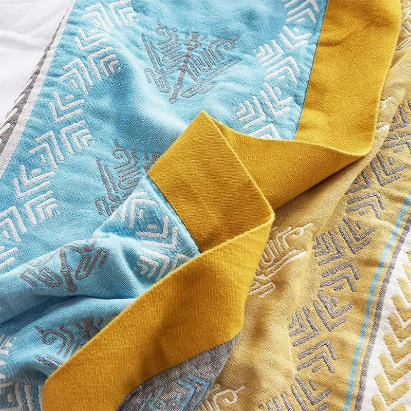 Ownkoti Sofadecke aus Baumwolle mit Weizenähren-Print