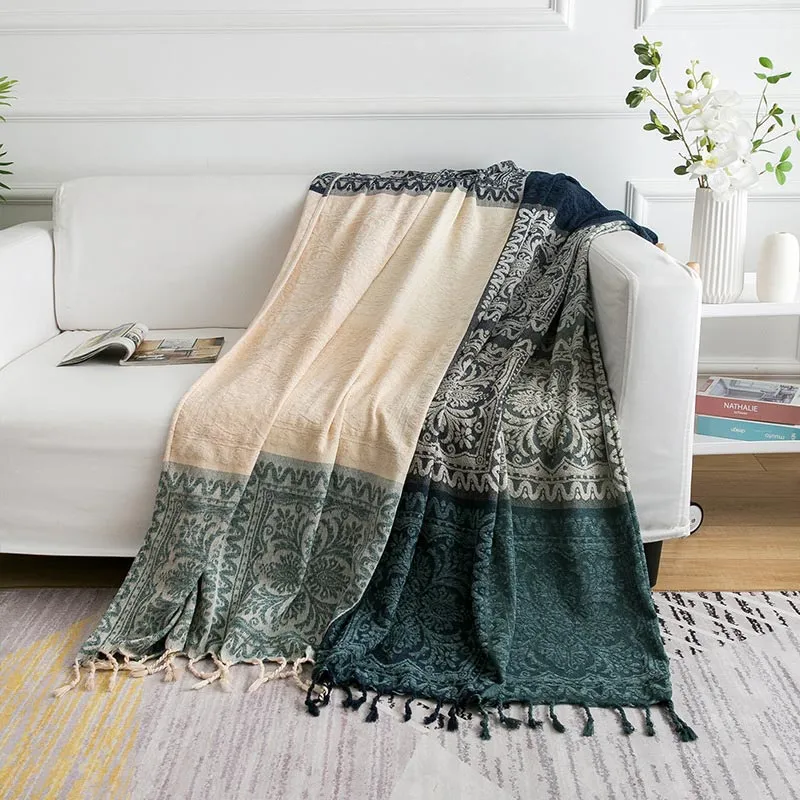 Ownkoti – Böhmische Strickschaldecke mit Blumenquaste