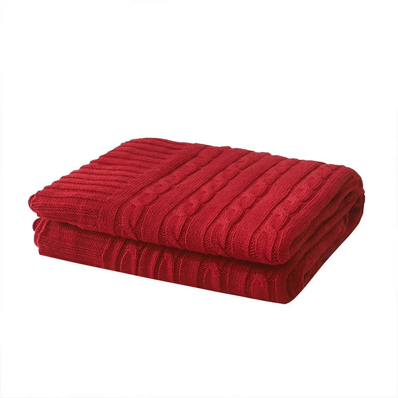 Ownkoti Einfarbige Sofa-Strickdecke aus Baumwolle