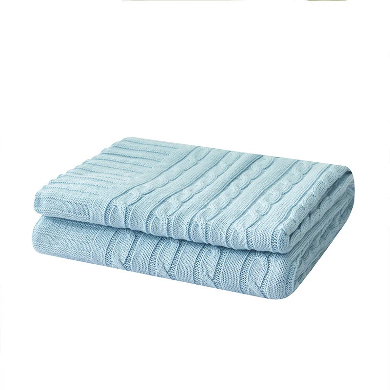 Ownkoti Einfarbige Sofa-Strickdecke aus Baumwolle