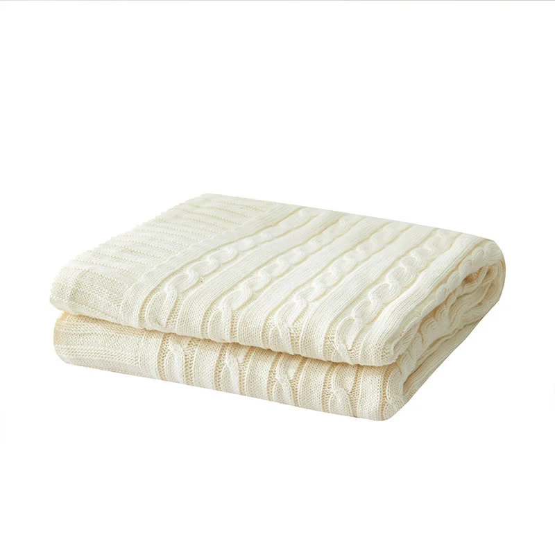 Ownkoti Einfarbige Sofa-Strickdecke aus Baumwolle