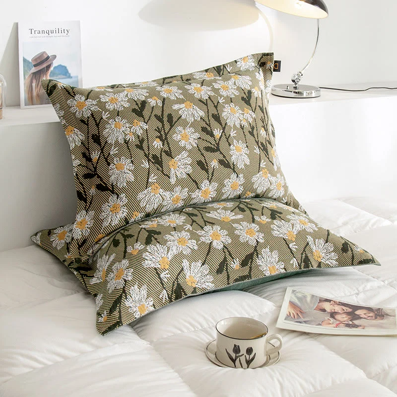 Kissenbezüge aus Baumwollgaze mit Gänseblümchen-Print (2 Stück)