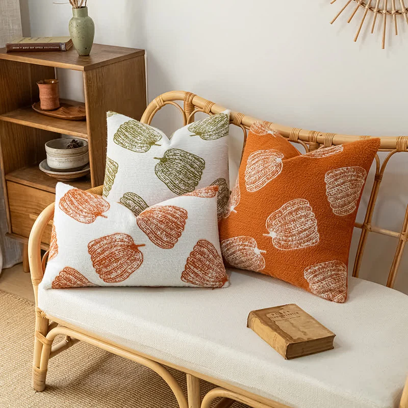 Chenille Halloween Festlicher Kürbis Kissenbezug
