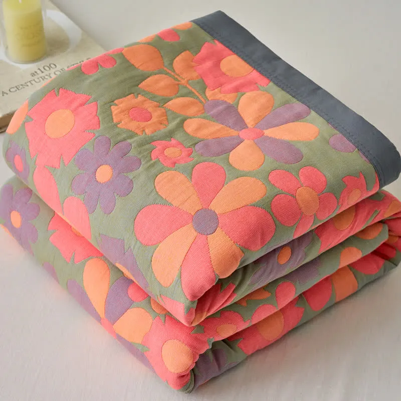 Erfrischende, bequeme, weiche Sofadecke aus Baumwollgaze mit Blumenmuster