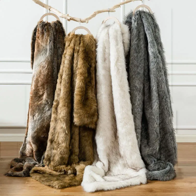 Winter Luxuriöse Kunstfell-Überwurfdecke
