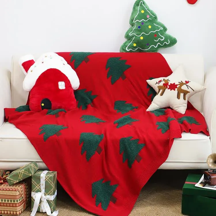 Festliche Weihnachtsbaum-Deko-Sofadecke