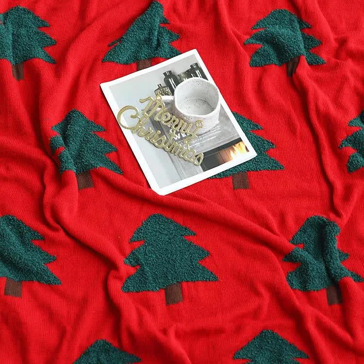 Festliche Weihnachtsbaum-Deko-Sofadecke