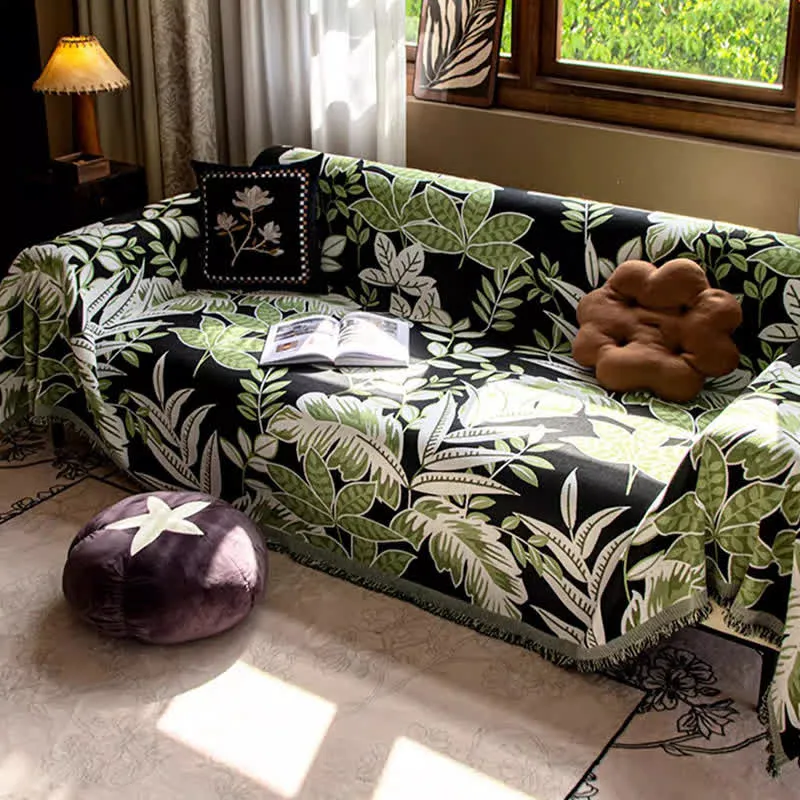 Sofabezug aus Chenille mit Quasten im Vintage-Stil „Rainforest“