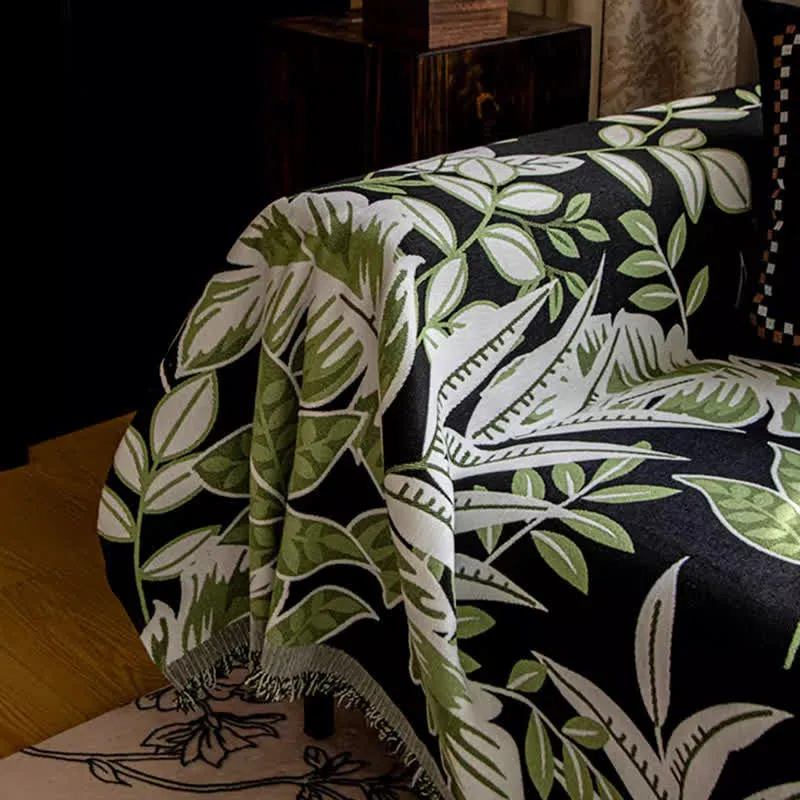 Sofabezug aus Chenille mit Quasten im Vintage-Stil „Rainforest“