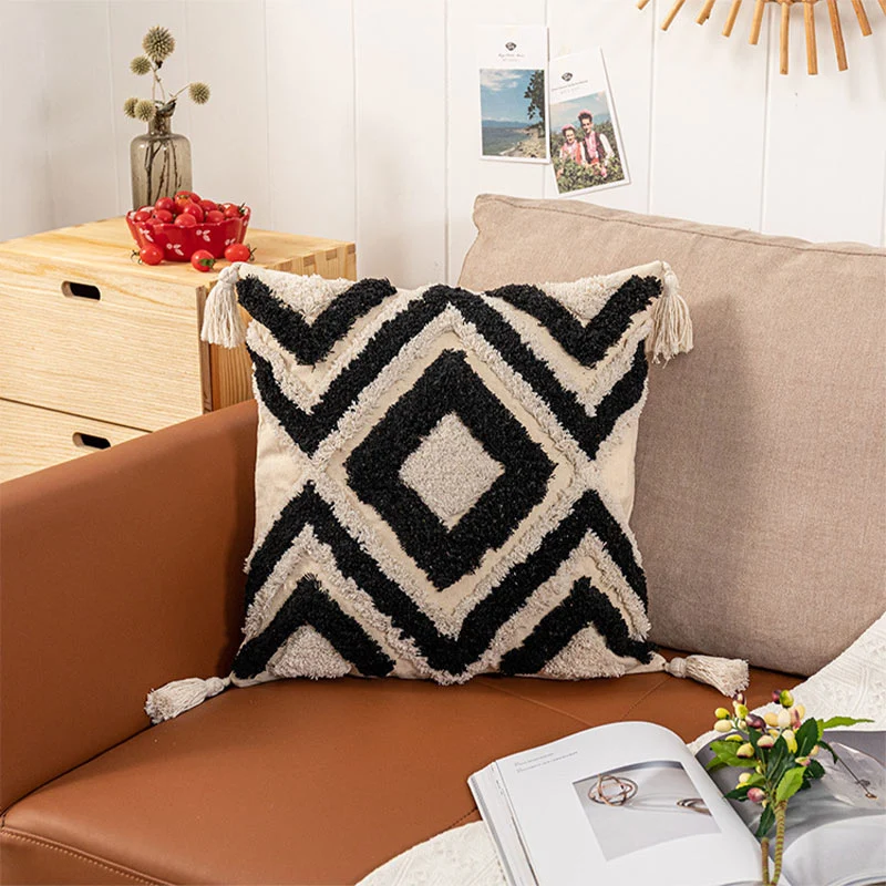 Ownkoti Marokko Jacquard-Kissenbezug mit Quasten