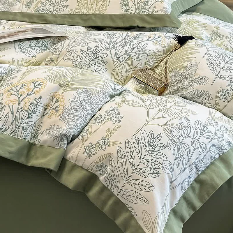 Bettwäscheset „Rural Leaf“ aus gebürsteter Baumwolle (4-teilig)