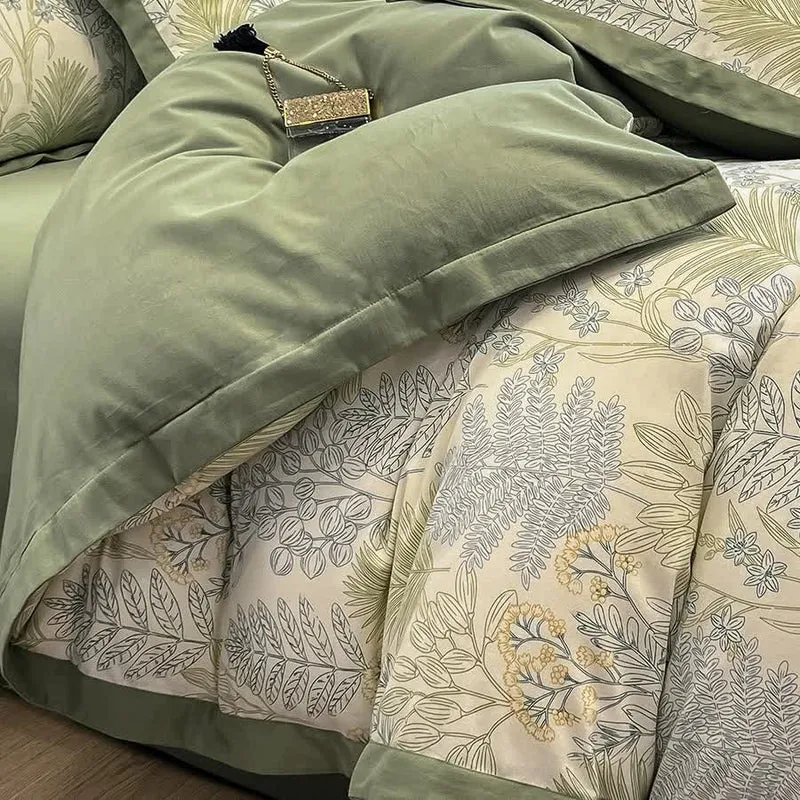 Bettwäscheset „Rural Leaf“ aus gebürsteter Baumwolle (4-teilig)