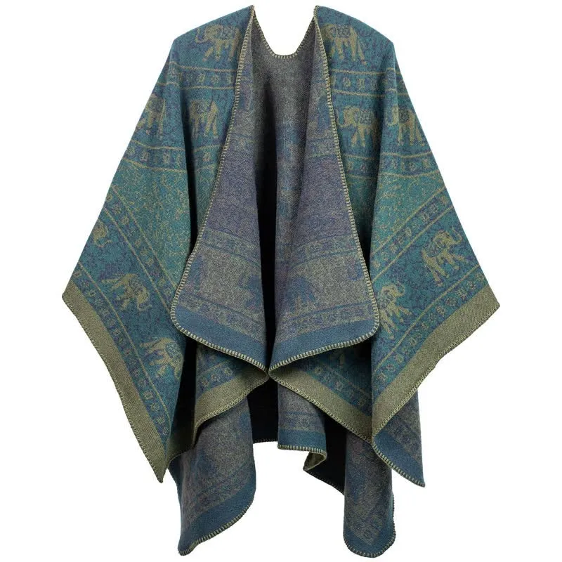 Jacquard-Elefanten-Strickschal aus Acryl
