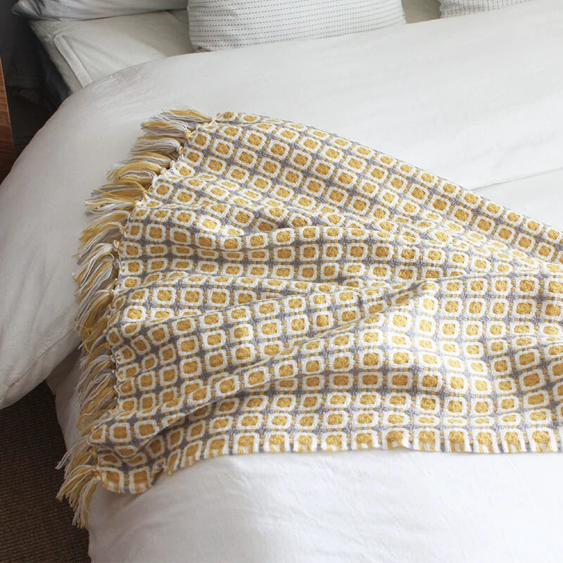 Ownkoti Gestrickte Sofadecke Couchdecke mit Quasten