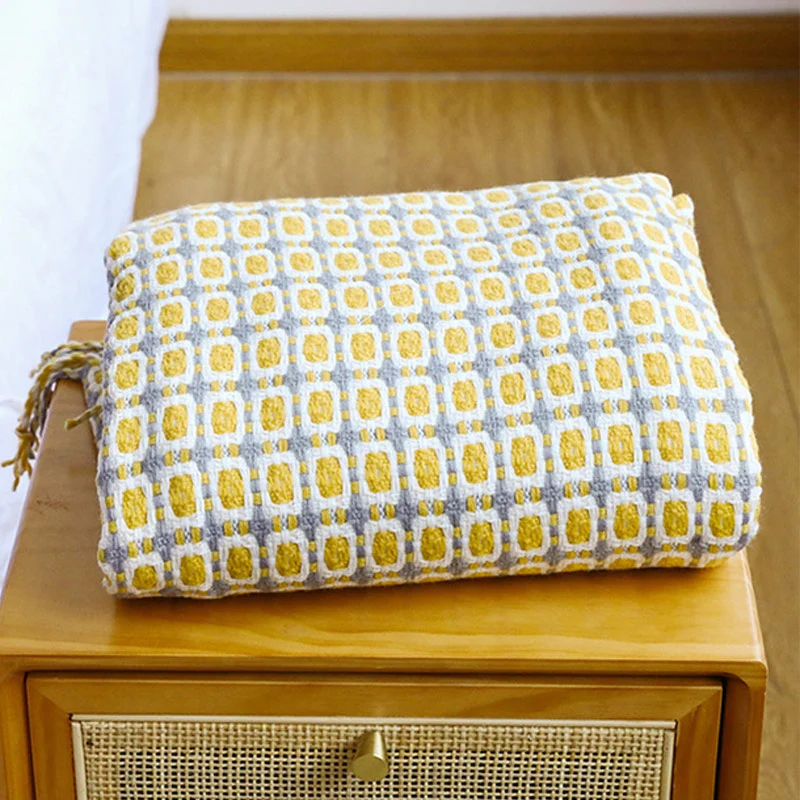 Ownkoti Gestrickte Sofadecke Couchdecke mit Quasten