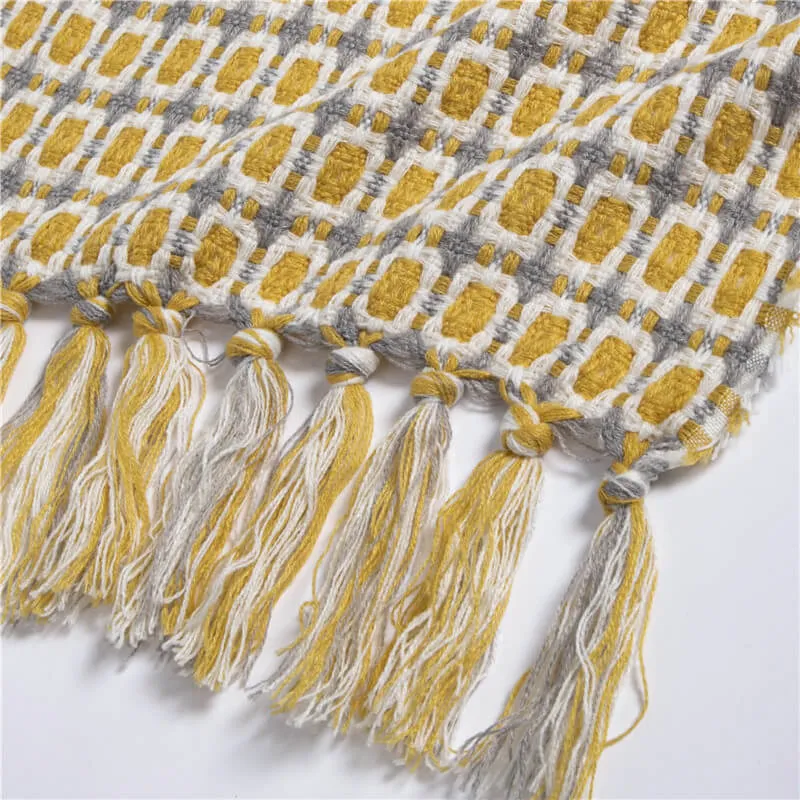 Ownkoti Gestrickte Sofadecke Couchdecke mit Quasten