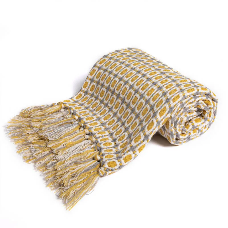 Ownkoti Gestrickte Sofadecke Couchdecke mit Quasten