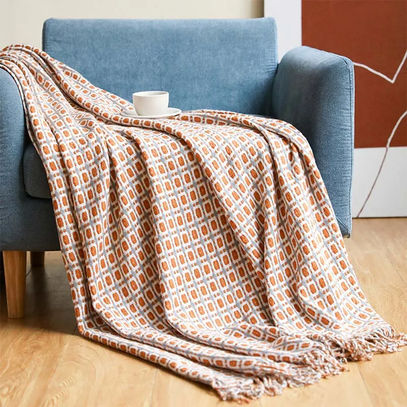 Ownkoti Gestrickte Sofadecke Couchdecke mit Quasten