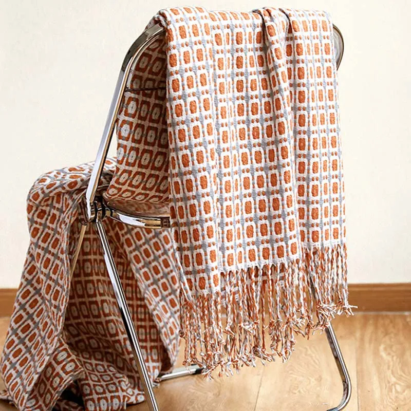 Ownkoti Gestrickte Sofadecke Couchdecke mit Quasten