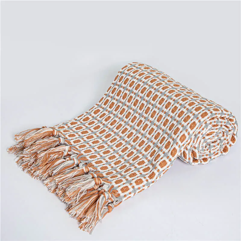 Ownkoti Gestrickte Sofadecke Couchdecke mit Quasten