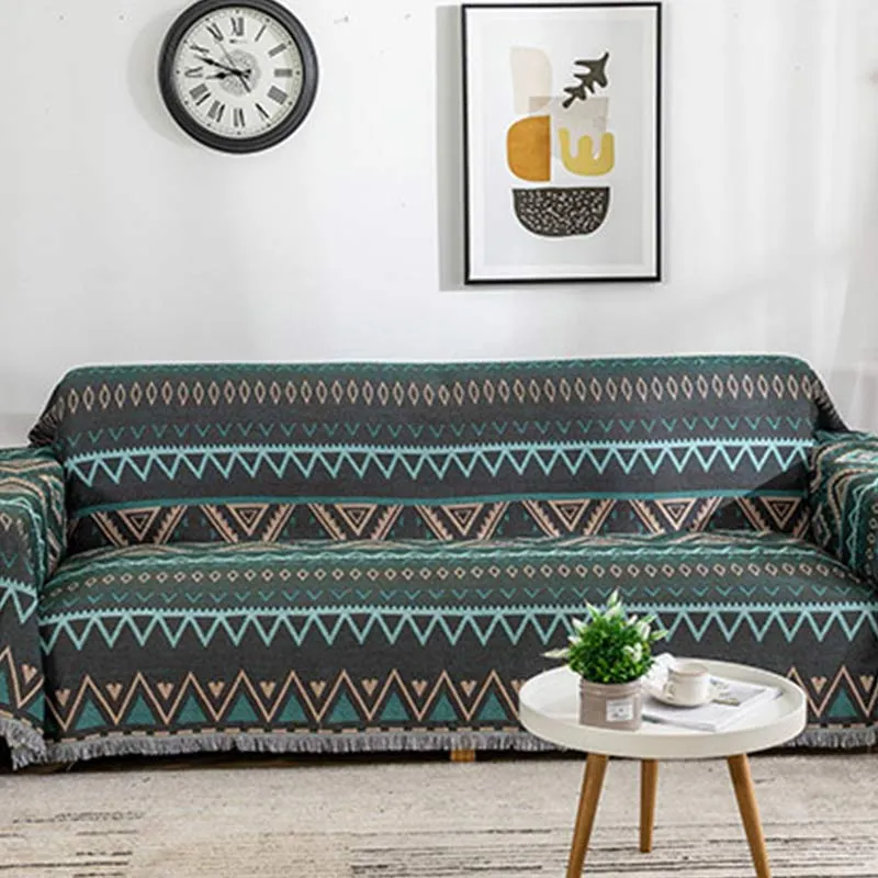 Ownkoti Indische geometrische Decke, wendbarer Sofabezug