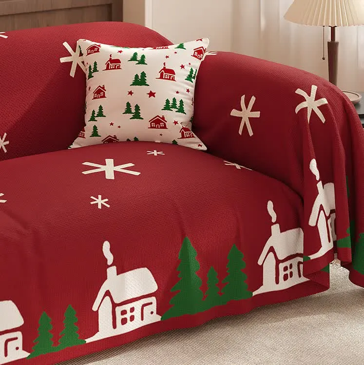 Weihnachtlicher, festlicher, weicher, rutschfester Sofabezug