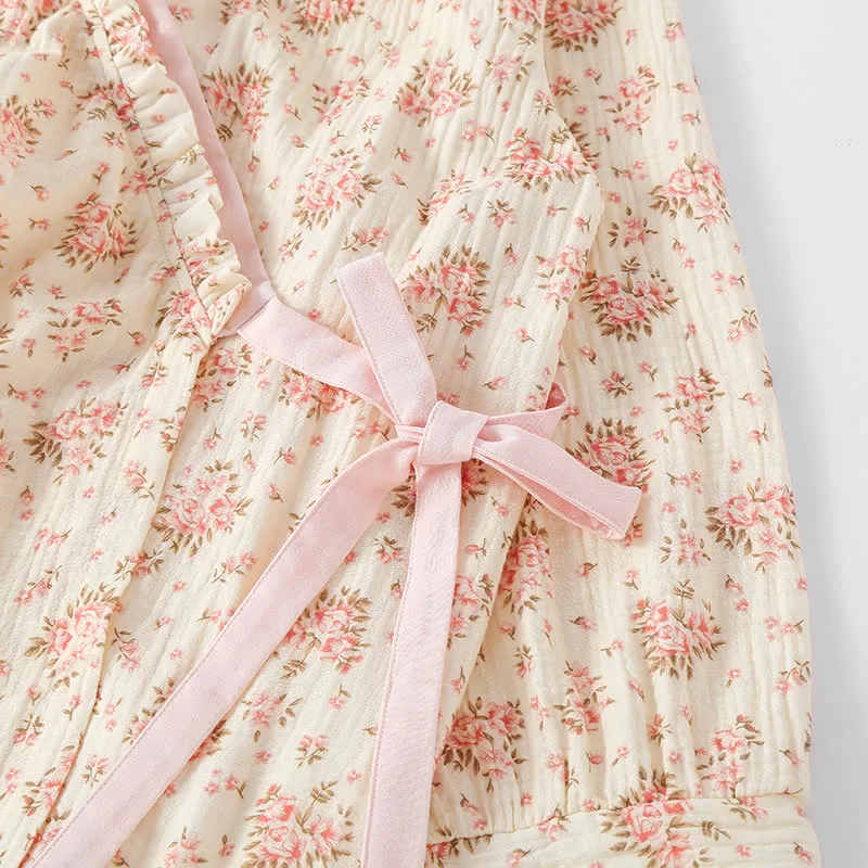 Langärmliges Loungewear-Set aus Baumwoll-Doppelgaze mit Blumenmuster