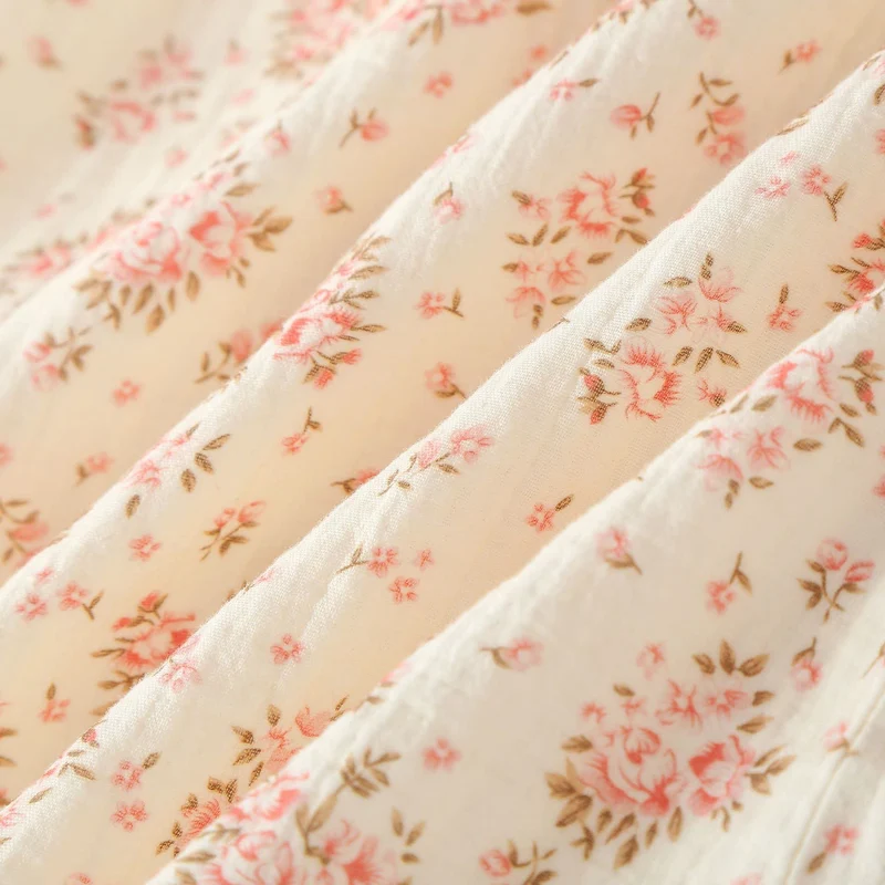 Langärmliges Loungewear-Set aus Baumwoll-Doppelgaze mit Blumenmuster