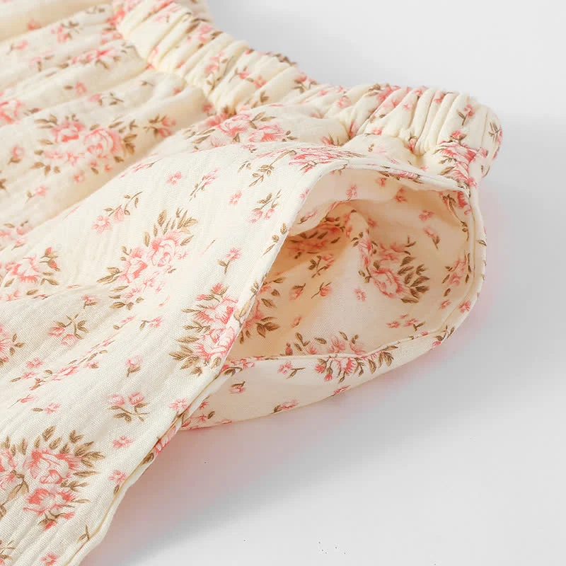 Langärmliges Loungewear-Set aus Baumwoll-Doppelgaze mit Blumenmuster