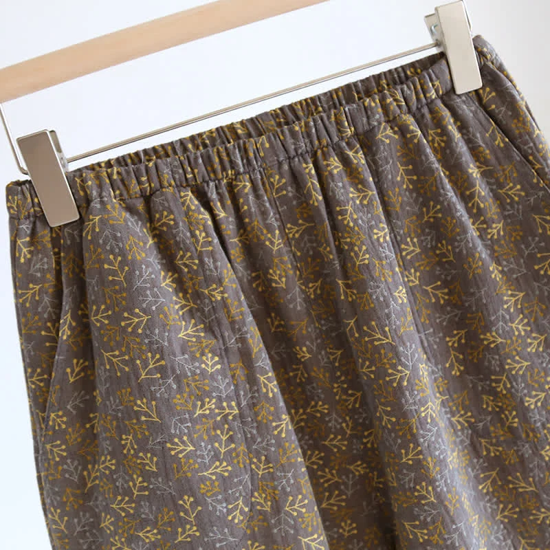 Sommerpyjama-Set aus Baumwollgaze im Retro-Jacquard-Stil