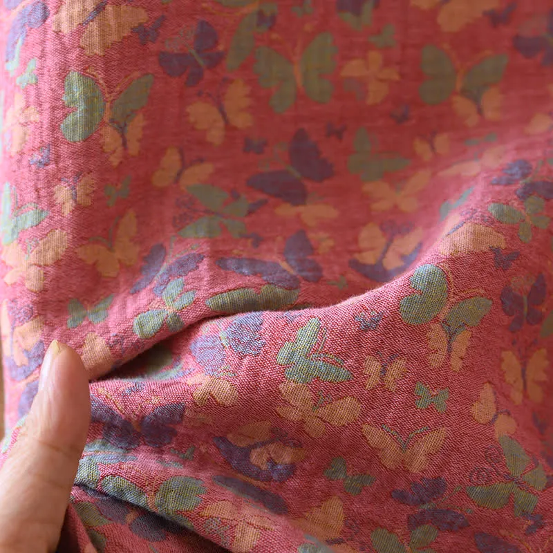 Jacquard-Nachthemd aus reiner Baumwolle mit Schmetterlingsmotiv