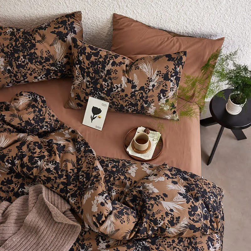 Luxuriöses Bettbezug-Set aus gebürsteter Baumwolle (4-teilig)