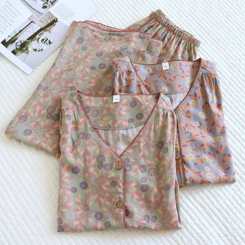 Loungewear-Set mit Blumenmuster, weich und atmungsaktiv