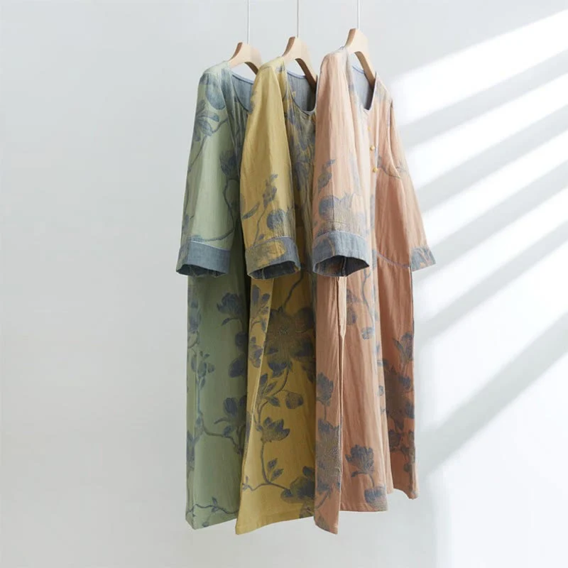 Kurzes Nachthemd aus Jacquard-Baumwolle „Magnolia“