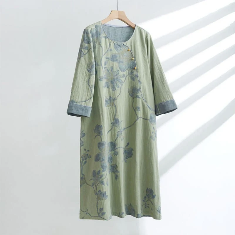 Kurzes Nachthemd aus Jacquard-Baumwolle „Magnolia“