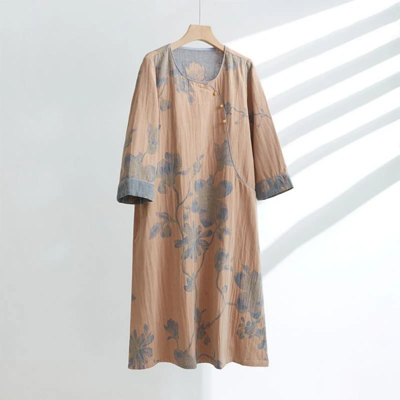 Kurzes Nachthemd aus Jacquard-Baumwolle „Magnolia“