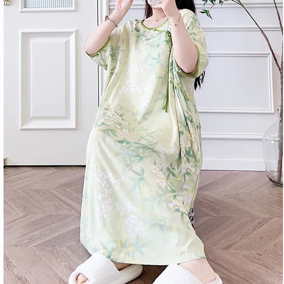 Plus Size Refresh Pastoral Langes Nachthemd