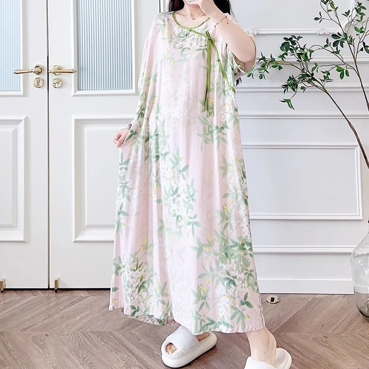 Plus Size Refresh Pastoral Langes Nachthemd