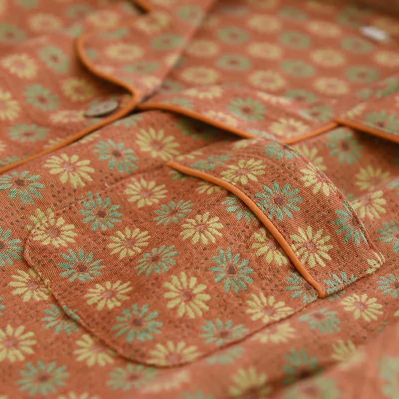 Jacquard Daisy Loungewear-Set aus reiner Baumwolle