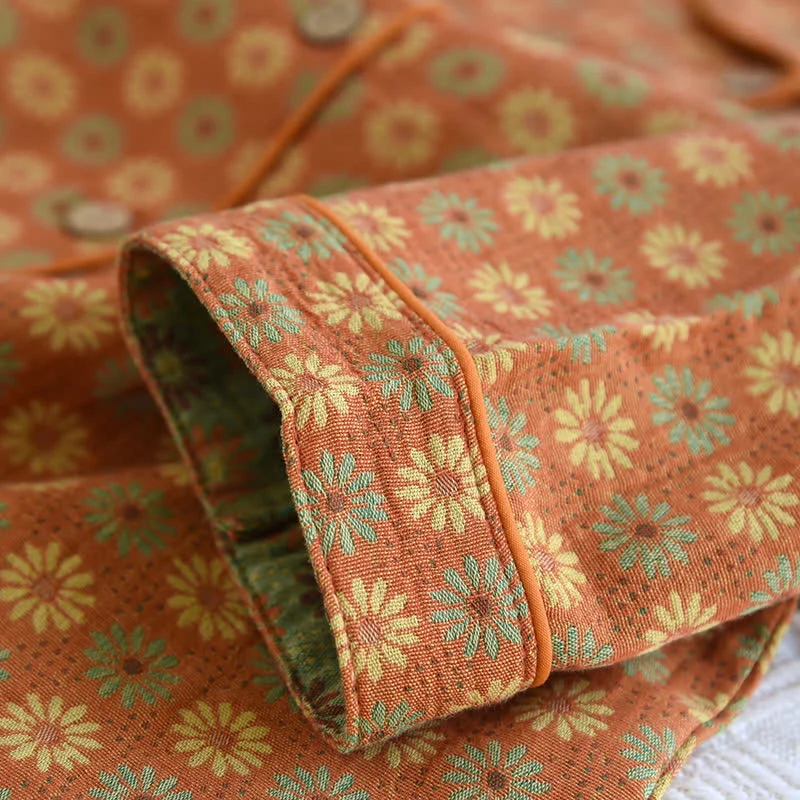 Jacquard Daisy Loungewear-Set aus reiner Baumwolle