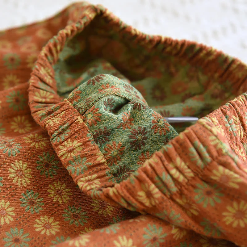 Jacquard Daisy Loungewear-Set aus reiner Baumwolle