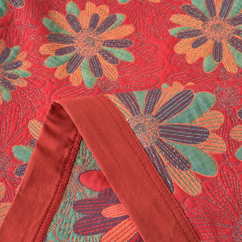 Garngefärbte Jacquarddecke aus geblümter Baumwollgaze