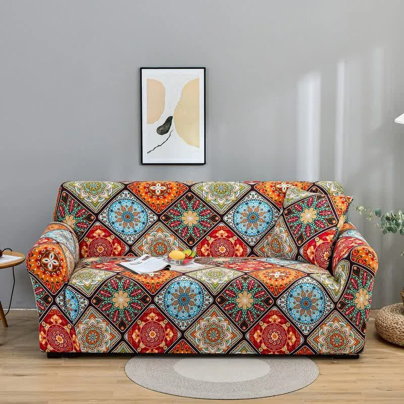Elastischer Sofabezug mit Retro-Mandala-Blumen