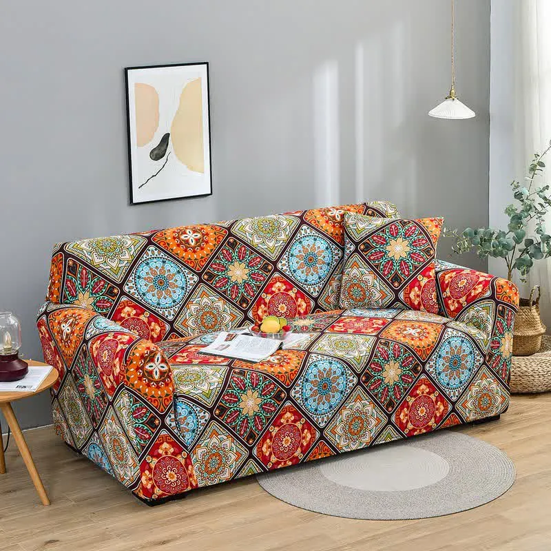 Elastischer Sofabezug mit Retro-Mandala-Blumen