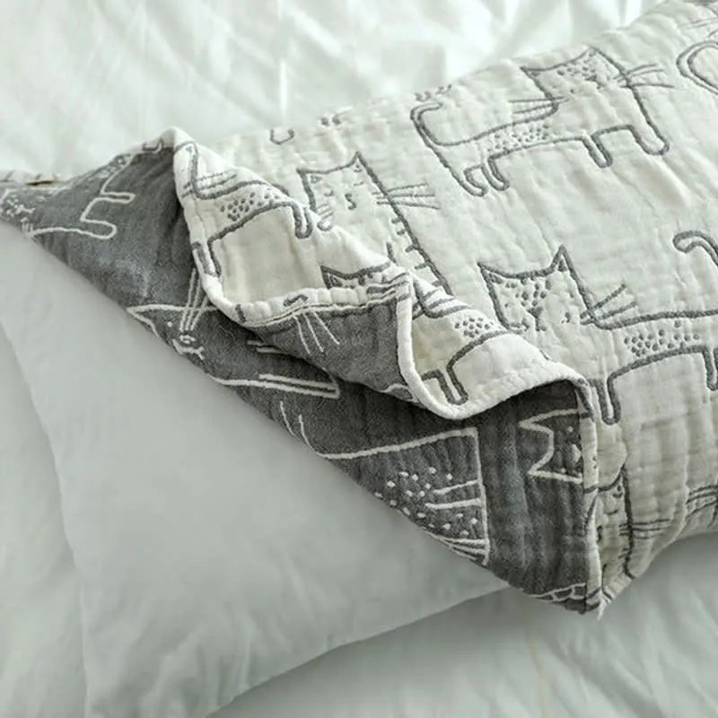 Ownkoti Kissen mit Katzen-Aufdruck, Handtuch, Bett, Baumwollkissen, Dekoration (2 Stück)