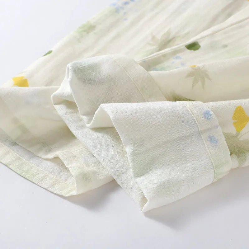 Pyjama-Set aus Baumwollgaze mit „Rural Leaf“-Print