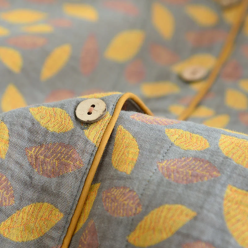 Loungewear-Set aus weicher Baumwolle mit Blattmuster
