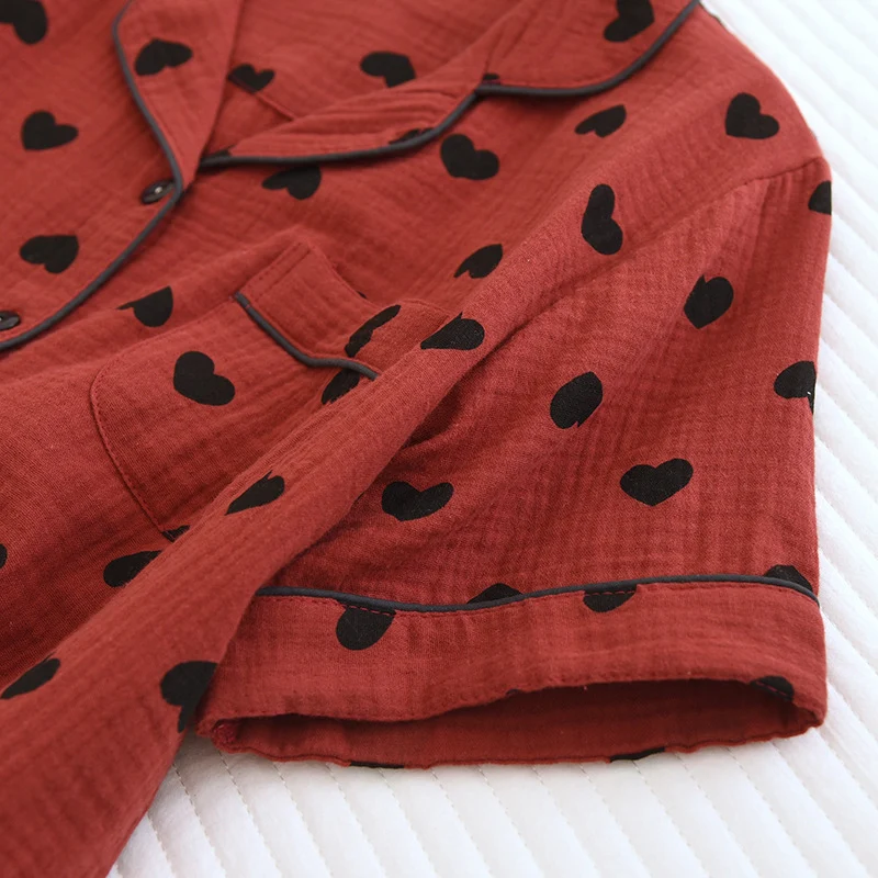 Pyjama-Set aus reiner Baumwolle mit Herzmuster (3-teilig)