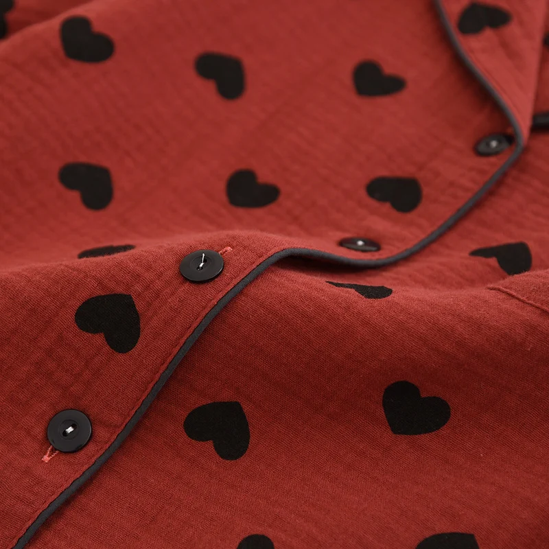 Pyjama-Set aus reiner Baumwolle mit Herzmuster (3-teilig)