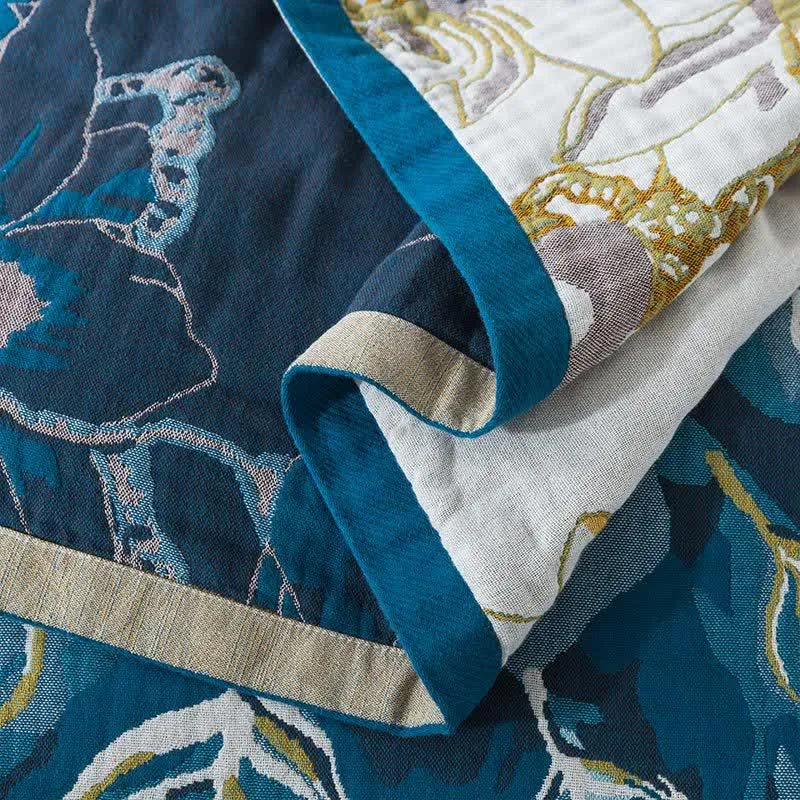 Bequeme Sofadecke aus Baumwollgaze-Jacquard mit Pfauenmotiv